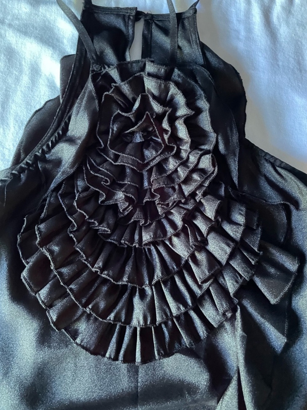 Vintage 90’s Club Black Ruffle Flower Halter Women’s Top - Picture 5 of 9